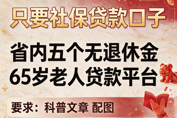 只要社保贷款口子，省内五个无退休金65岁老人贷款平台