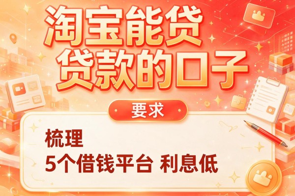 淘宝能贷款的口子，梳理5个借钱平台利息低