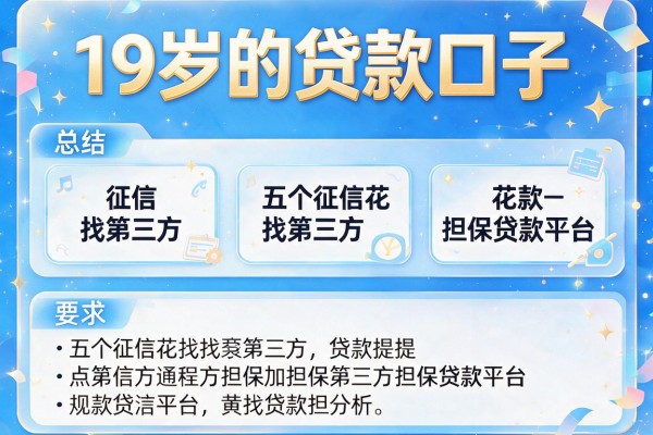 19岁的贷款口子，总结五个征信花找第三方担保贷款平台