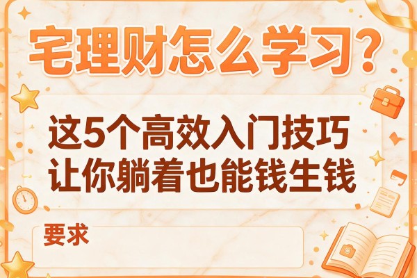 宅理财怎么学习？这5个高效入门技巧让你躺着也能钱生钱