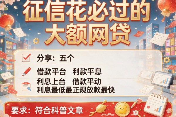 征信花必过的大额网贷，分享五个借款平台利息最低最正规放款最快