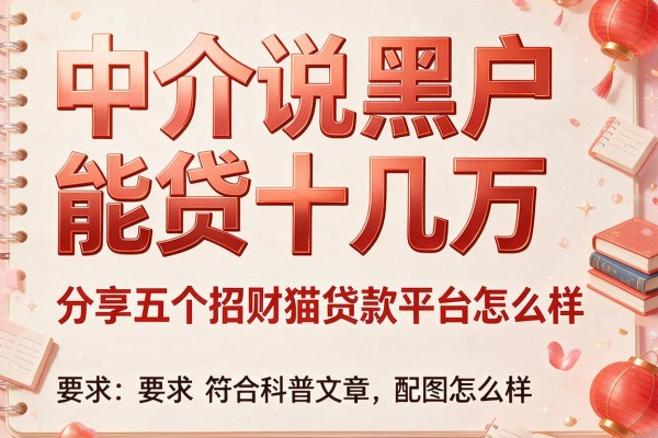 中介说黑户能贷十几万，分享五个招财猫贷款平台怎么样