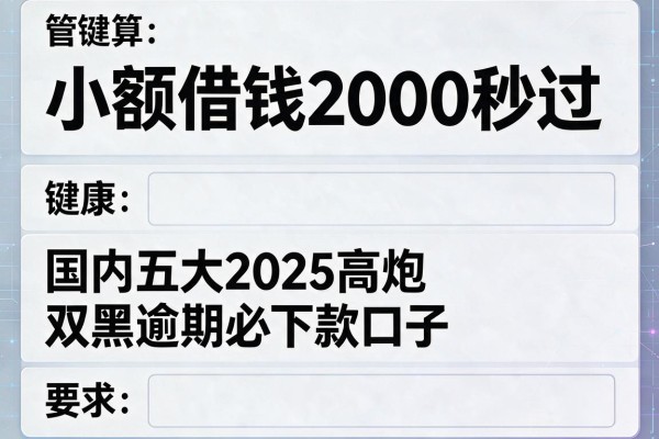小额借钱2000秒过，国内五大2025高炮双黑逾期必下款口子