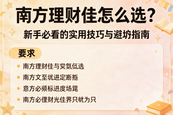 南方理财佳怎么选？新手必看的实用技巧与避坑指南