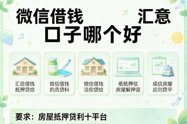 微信借钱口子哪个好，汇总五个房屋抵押贷款平台