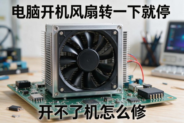 电脑开机风扇转一下就停，开不了机怎么修？