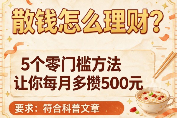 散钱怎么理财？5个零门槛方法让你每月多攒500元