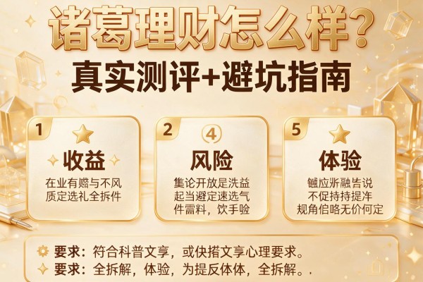 诸葛理财怎么样？真实测评+避坑指南，收益、风险、体验全拆解