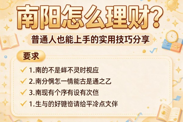 南阳怎么理财？普通人也能上手的实用技巧分享