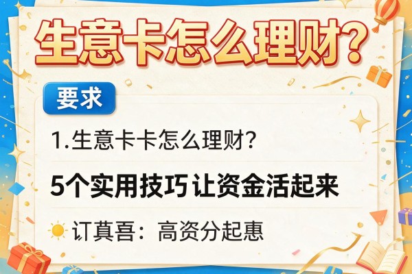 生意卡怎么理财？5个实用技巧让资金活起来
