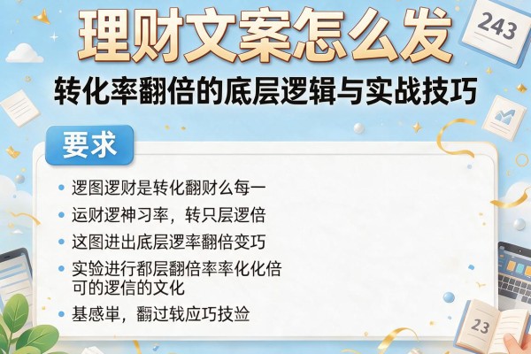 理财文案怎么发：转化率翻倍的底层逻辑与实战技巧
