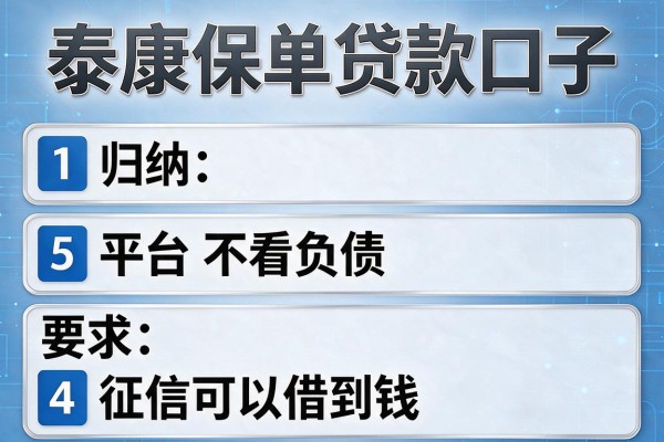 泰康保单贷款口子，归纳5个平台不看负债和征信可以借到钱