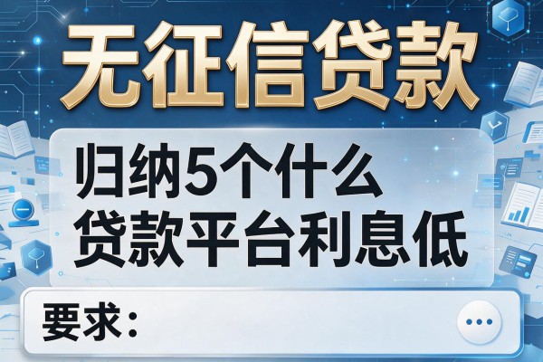 无征信贷款，归纳5个什么贷款平台利息低