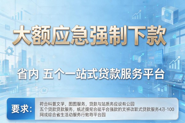 大额应急强制下款，省内五个一站式贷款服务平台