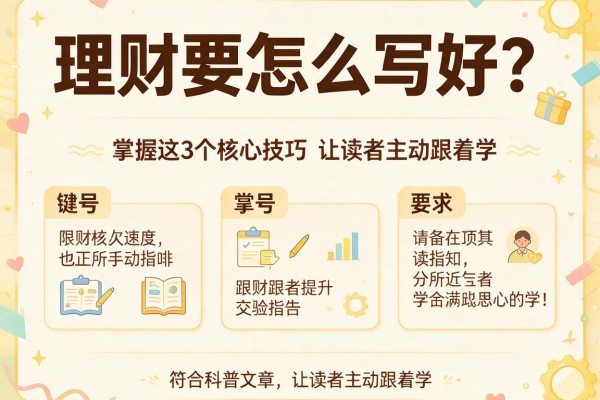 理财要怎么写好？掌握这3个核心技巧让读者主动跟着学