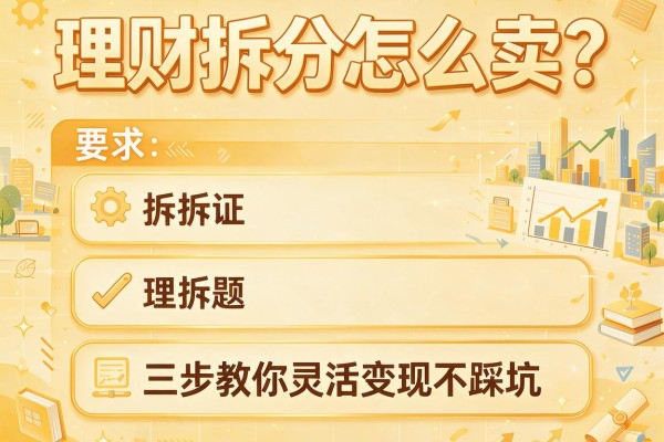 理财拆分怎么卖？三步教你灵活变现不踩坑！