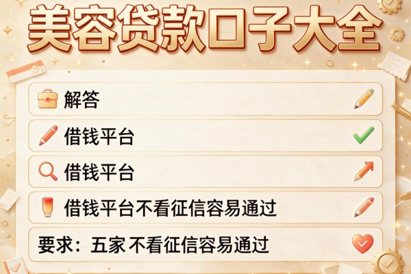 美容贷款口子大全，解答五家借钱平台不看征信容易通过