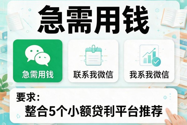 急需用钱联系我微信，整合5个小额贷款平台推荐