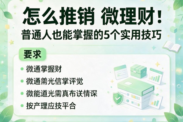 怎么推销微理财：普通人也能掌握的5个实用技巧