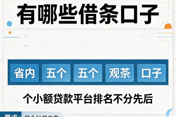 有哪些借条口子，省内五个小额贷款平台排名不分先后