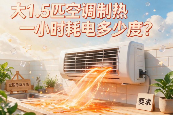 大1.5匹空调制热一小时耗电多少度?