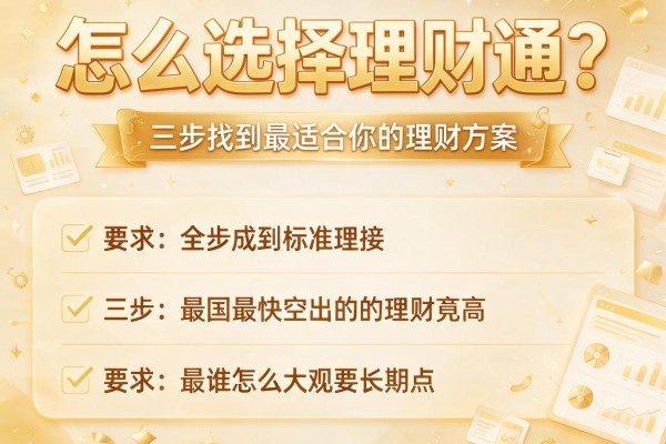 怎么选择理财通？三步找到最适合你的理财方案