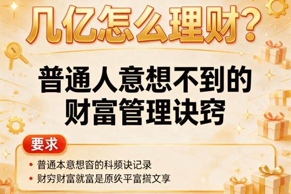 几亿怎么理财？普通人意想不到的财富管理诀窍