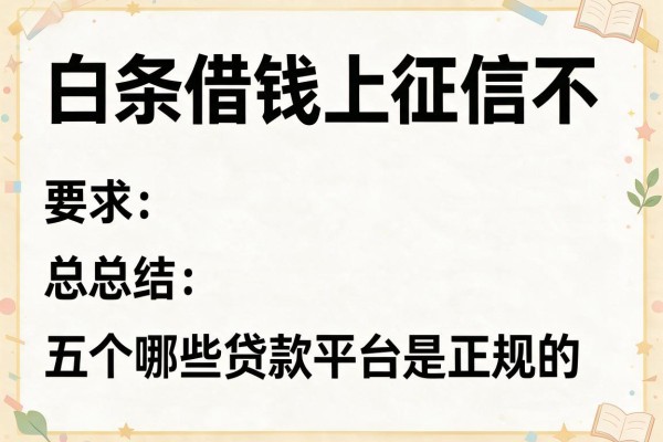 白条借钱上征信不，总结五个哪些贷款平台是正规的