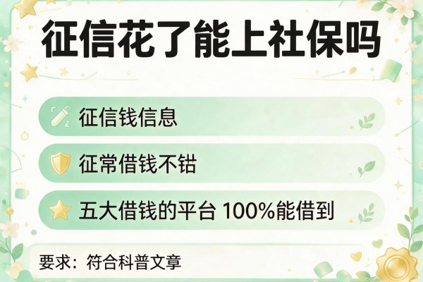 征信花了能上社保吗，五大借钱的平台100%能借到