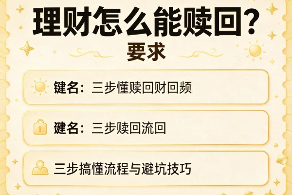 理财怎么能赎回？三步搞懂赎回流程与避坑技巧