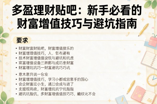 多盈理财贴吧：新手必看的财富增值技巧与避坑指南