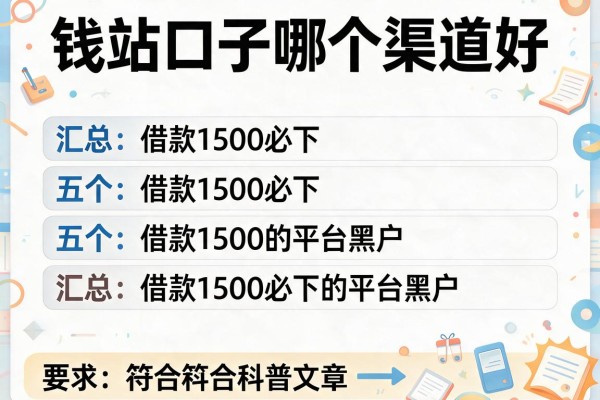 钱站口子哪个渠道好,汇总五个借款1500必下的平台黑户