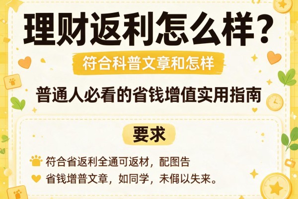理财返利怎么样？普通人必看的省钱增值实用指南