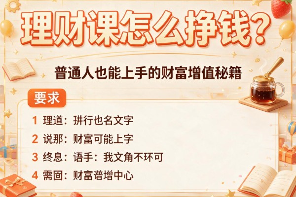 理财课怎么挣钱？普通人也能上手的财富增值秘籍