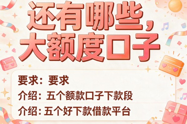 还有哪些大额度口子，介绍五个好下款借款平台