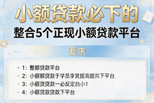 小额贷款必下的，整合5个正规小额贷款平台