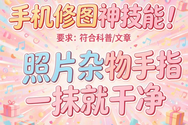 手机修图神技能!照片杂物手指一抹就干净