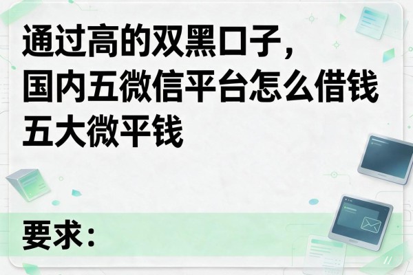 通过高的双黑口子,国内五大微信平台怎么借钱