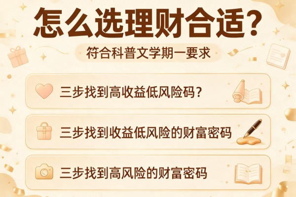 怎么选理财合适？三步找到高收益低风险的财富密码