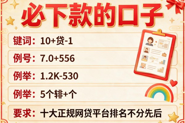 必下款的口子，例举5个十大正规网贷平台排名不分先后