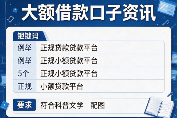 大额借款口子资讯,例举5个正规小额贷款平台
