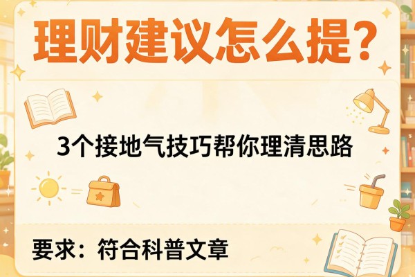 理财建议怎么提？3个接地气技巧帮你理清思路