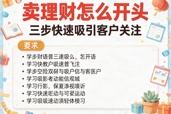 卖理财怎么开头：三步快速吸引客户关注
