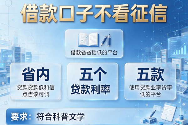 借款口子不看征信，省内五个贷款利率低的平台