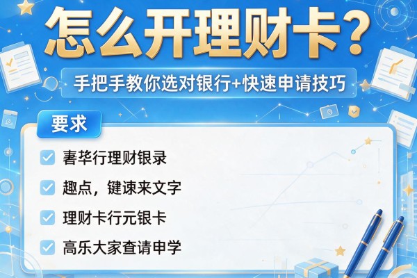 怎么开理财卡？手把手教你选对银行+快速申请技巧