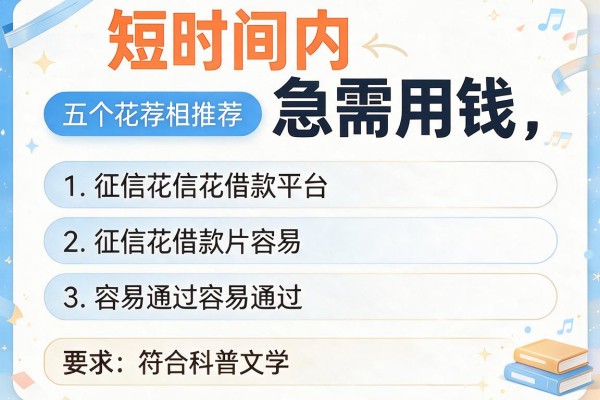 短时间内急需用钱，推荐五个征信花借款平台容易通过