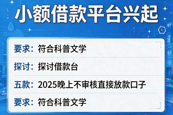 小额借款平台兴起,探讨五款2025晚上不审核直接放款口子