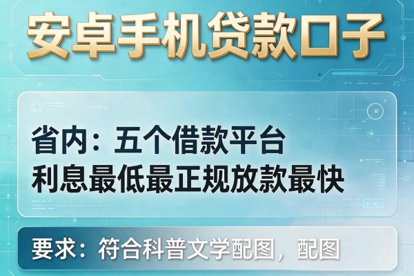 安卓手机贷款口子，省内五个借款平台利息最低最正规放款最快