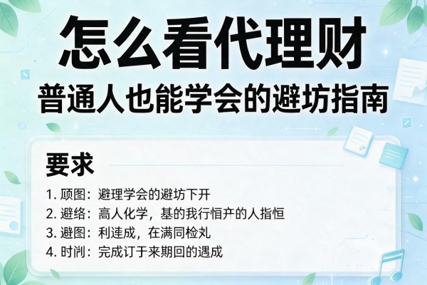 怎么看代理财：普通人也能学会的避坑指南
