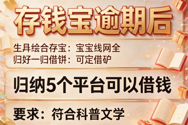 存钱宝逾期后，归纳5个平台可以借钱
